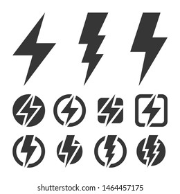 Thunder and Bolt Lighting Flash Icons Set. Vector