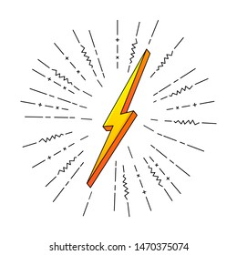 Thunder and Bolt Lighting Flash Icons Set. Flat Style on white Background. Vector.