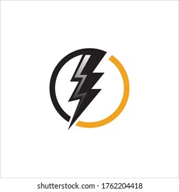 Thunder and Bolt Lighting Flash Icons Set. Flat Style