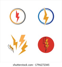 
Thunder and Bolt Lighting Flash Icons Set. Flat Style on Dark Background. Vector - Vector