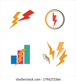 
Flash Icons Set für die Leuchtfeuerleuchten von Thunder und Bolt. Flacher Stil auf dunklem Hintergrund. Vektorgrafik - Vektorgrafik