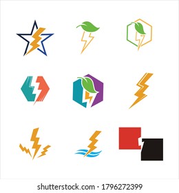 
Thunder and Bolt Lighting Flash Icons Set. Flat Style on Dark Background. Vector - Vector