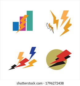 
Flash Icons Set für die Leuchtfeuerleuchten von Thunder und Bolt. Flacher Stil auf dunklem Hintergrund. Vektorgrafik - Vektorgrafik