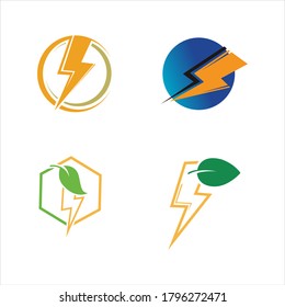 
Thunder and Bolt Lighting Flash Icons Set. Flat Style on Dark Background. Vector - Vector