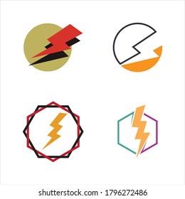
Thunder and Bolt Lighting Flash Icons Set. Flat Style on Dark Background. Vector - Vector
