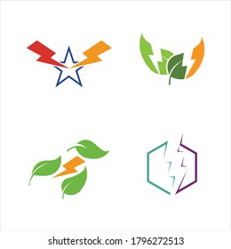 
Thunder and Bolt Lighting Flash Icons Set. Flat Style on Dark Background. Vector - Vector
