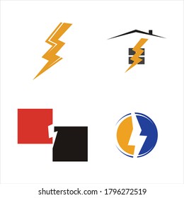 
Thunder and Bolt Lighting Flash Icons Set. Flat Style on Dark Background. Vector - Vector