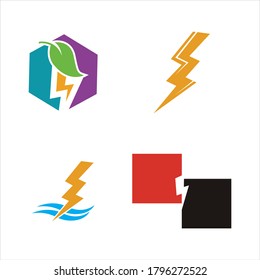 
Thunder and Bolt Lighting Flash Icons Set. Flat Style on Dark Background. Vector - Vector