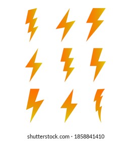 Thunder and Bolt Lighting Flash Icons Set. Thunder and Bolt Lighting Flash Icons Set.