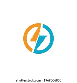 Thunder and Bolt Lighting Flash Icons Set. Flat Style on Dark Background. Vector - Vector