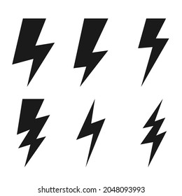 Blitz- und Leuchtbolzen, Flash Icons Set. einzeln auf weißem Hintergrund. Vektorgrafik