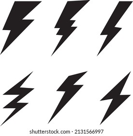 Thunder and Bolt Lighting Flash Icons Set. Flat Style on white Background. Vector.eps
