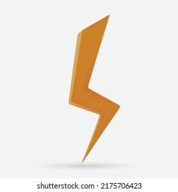 Thunder and Bolt Lighting Flash Icons Set isolate on white background. Yellow Thunder Symbol in 3d icon vector illustration.