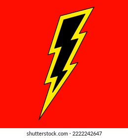 Thunder and Bolt Lighting Flash Icons Set. Flat Style on Red Background. Vector