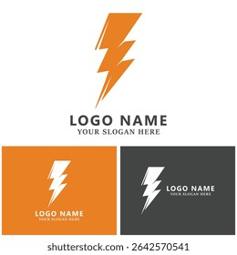 Thunder and Bolt Lighting Flash Icons Set Flat Style on Dark Background