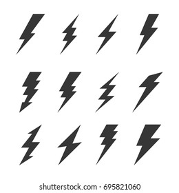 Thunder and Bolt Lighting Flash Icons Set. Vector