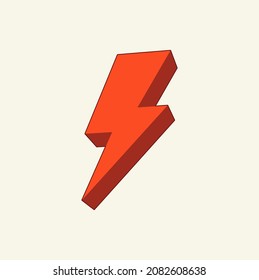 Juego de Ilustración de Flash de iluminación de truenos y tornillos. Estilo plano, aislado en segundo plano. Vector isométrico, 3 icono de perspectiva dimensional