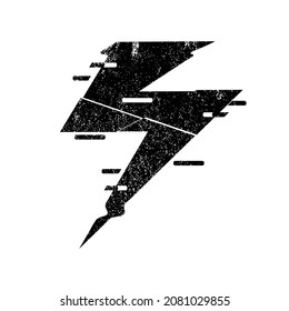 Thunder bolt lighting flash textured logo . Glitch effect .Electric power design element . Vector illustration.