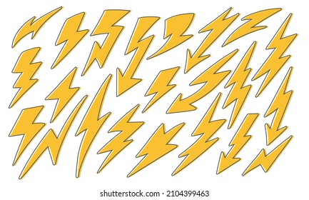 Thunder and Bolt Lighting flash vector collection set.