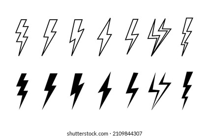 Thunder and bolt lighting flash vector collection set