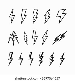 Thunder and bolt lighting flash vector collection set