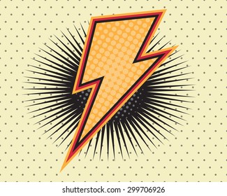 Thunder Bolt Lighting Pop art Comic Book Background Vector Illustration
