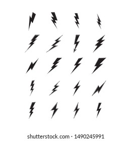 thunder and bolt lightning flash icons set