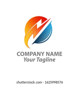 Thunder and bolt lightning flash logo icon template design. Power energy vector illustration