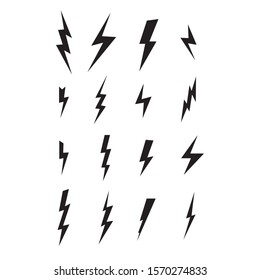 Thunder and bolt lightning vector set isolated. Vector symbol storm electric