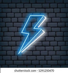 thunder bolt in neon effect vector illustration