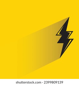 thunder bolt with shadow on yellow background