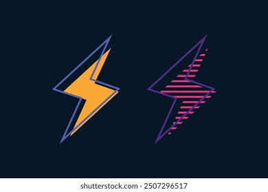 Thunder bolt storm vector set