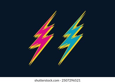 Thunder bolt storm vector set