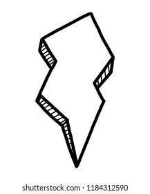 thunder bolt symbol / cartoon vector and illustration, black and white, hand drawn, sketch style, isolated on white background.
