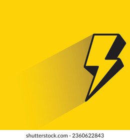 thunder bolt symbol with shadow on yellow background