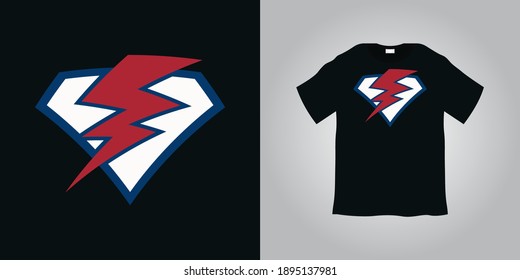 thunder bolt t shirt design vector illustration
