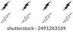 Thunder bolt vector icon. Flash logo set. Lightning icons white background. Electrical sign. Thunderbolt symbol. Electric concept stock vector illustration.