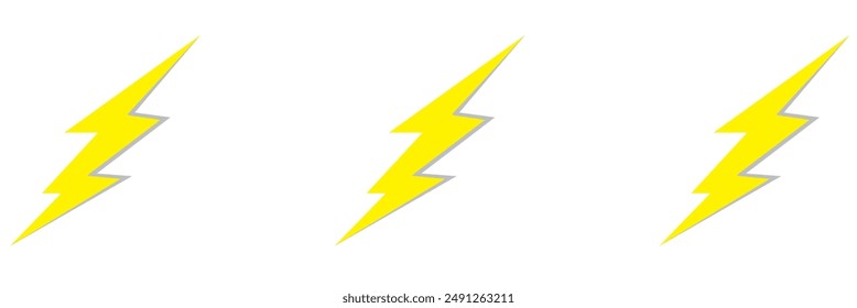 Icono de Vector de tornillo Thunder. Juego de logotipos Flash. Iconos relámpago fondo blanco. Señal eléctrica. Símbolo Thunderbolt. Concepto eléctrico Ilustración vectorial de stock.