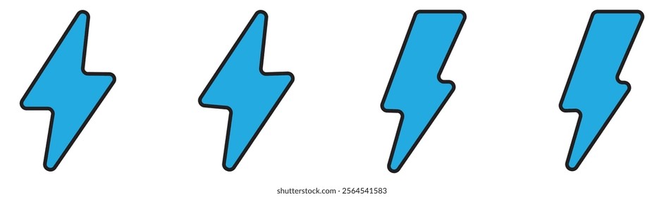 Thunder bolt vector icon. Flash logo set. Lightning icons white background. Electrical sign. Thunderbolt symbol. Electric concept stock vector illustration.
