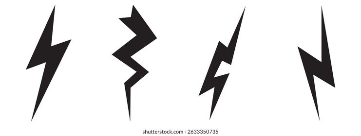 Thunder bolt vector icon. Flash logo set. Lightning icons white background. Electrical sign. contour and stroke style for applications and websites eps 10