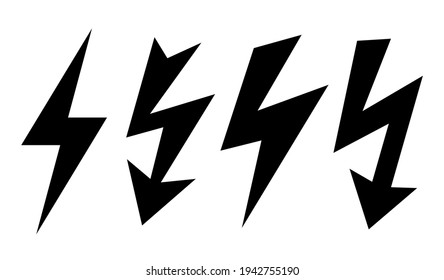 Thunder bolt vector icon set isolated on white background