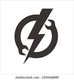 thunder bolt with wrench flat design