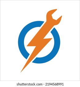 thunder bolt with wrench flat design