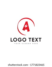 Thunder boom letter type A logo template, vector logo for business and company identity 