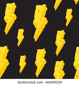 Thunder butter cheese vector Seamless pattern isolated wallpaper background Black
