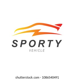 Thunder and Car Logo, Transportation Logo, Racing Car Logo