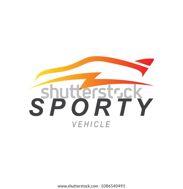 Thunder and Car Logo, Transportation Logo, Racing\
Car Logo