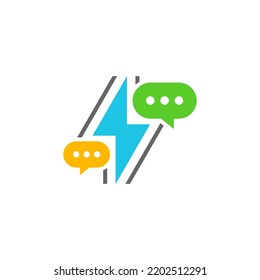 Thunder Chat Logo Design Template. Chat Fast logo concept vector. Creative Icon Symbol