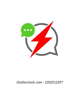 Thunder Chat Logo Design Template. Chat Fast logo concept vector. Creative Icon Symbol