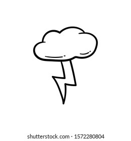 thunder cloud doodle icon vector hand drawing 